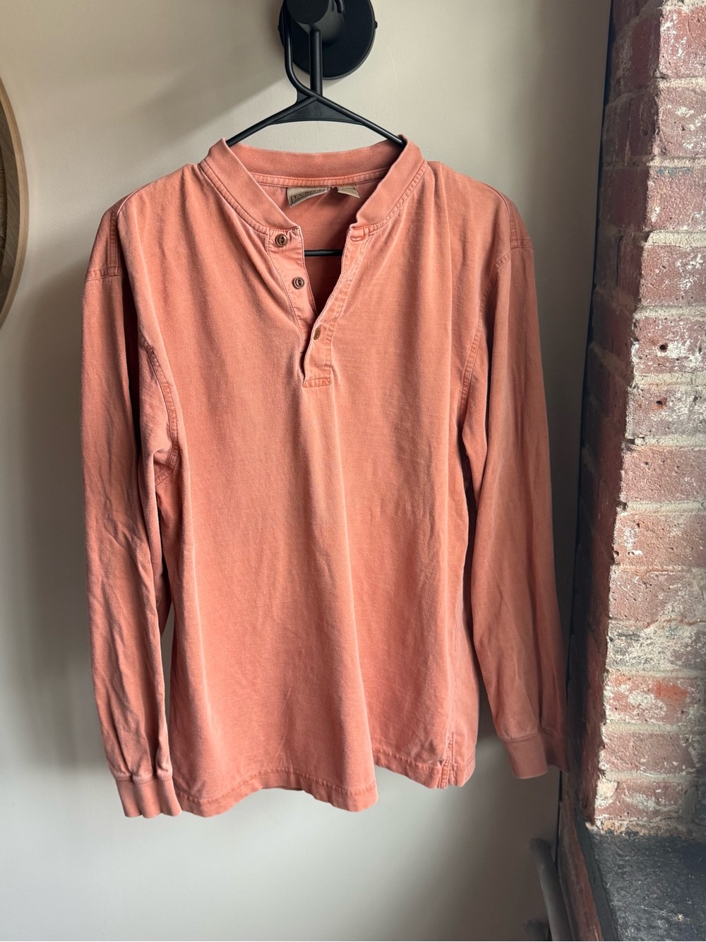 L.L. Bean Men's Long-Sleeve Henley - Peach 100% cotton